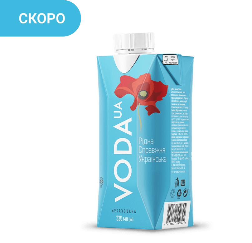 VODA UA, вода питна, негазована, 0,33 л (Tetra Pak, блакитний)